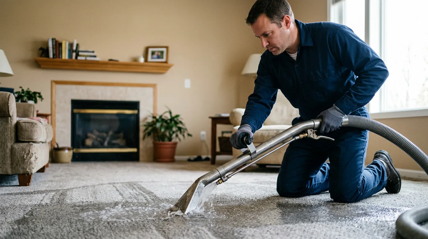 Water damage restoration technician working near Hebron, OH